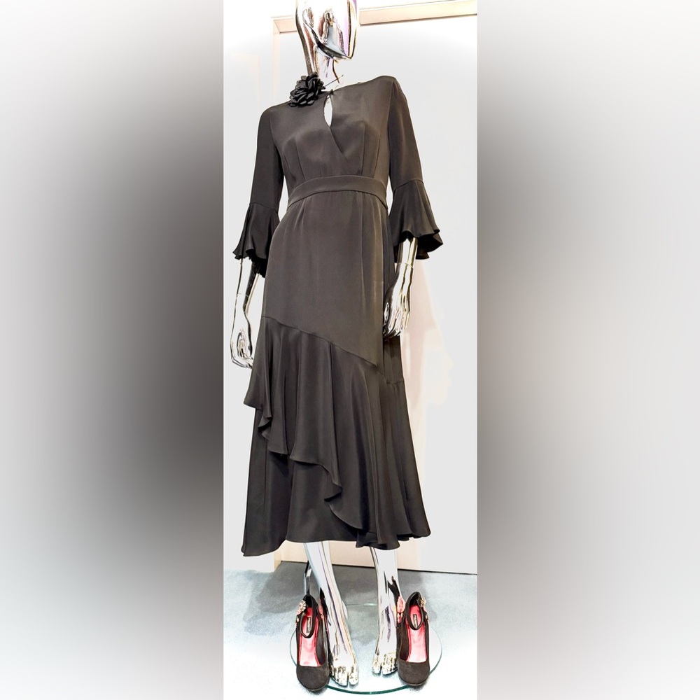 ERDEM “Florence” Black Silk “Boho” Dress